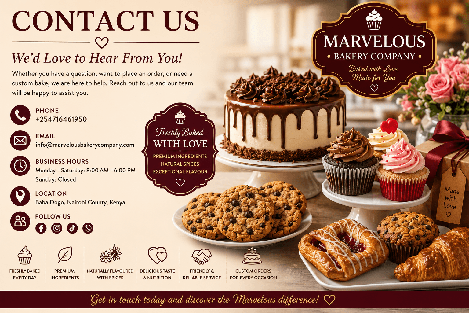 contact us tinified to less than 1 mb poster by marvelous bakery company